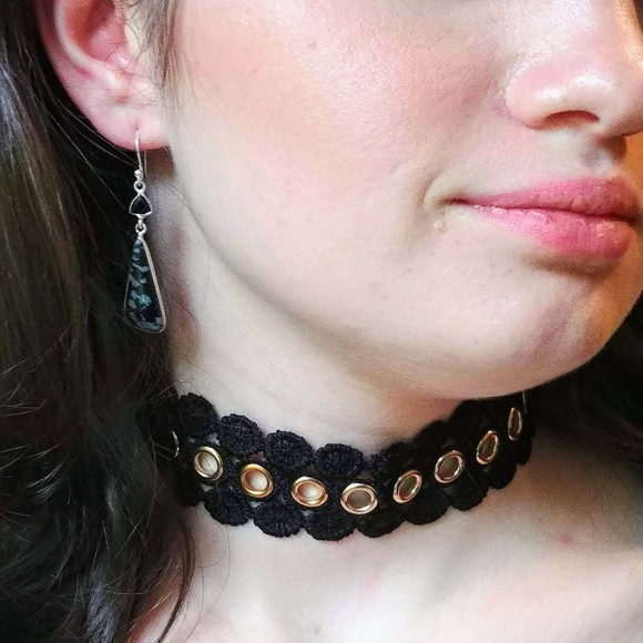Jewelry - Black Lace Grommet Choker